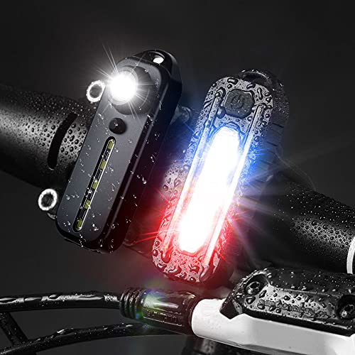 VA STFIRE Ensemble de phares Multifonctions, Voyant d'avertissement Rechargeable par USB à Cinq Modes, Ensemble de Feux arrière étanches, Convient pour la Course, Le Cyclisme, Le Camping Cover