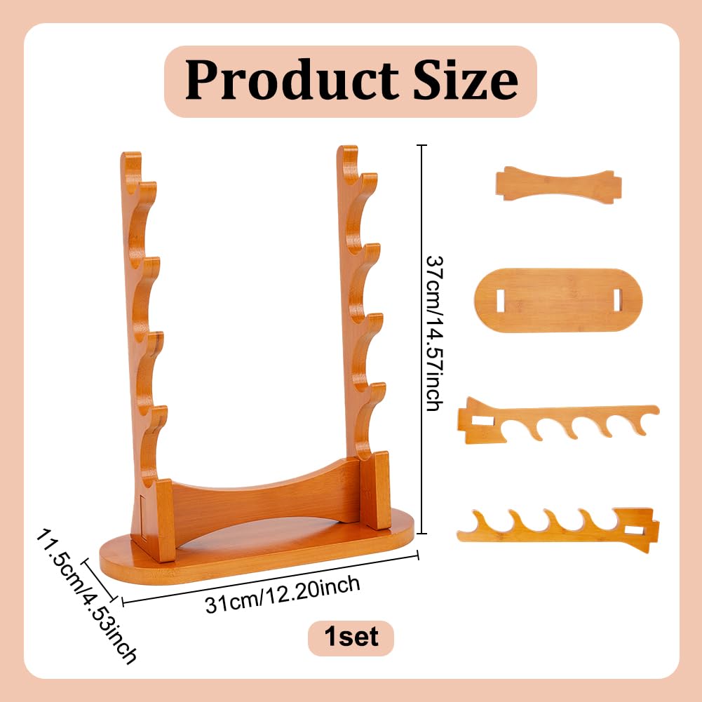nbeads Flötenständer Aus Holz, 5 Stufiger Schwert Display Rack Aus Holz Desktop Halter Für Sopran Blockflöte Flöte Holzblasinstrument Schwerter, 31x11.5x37cm