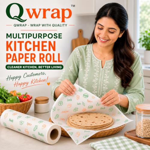 Image of Q Wrap Food Wrap Roll, Butter Paper, 50 Mtr. Roll, Single Use