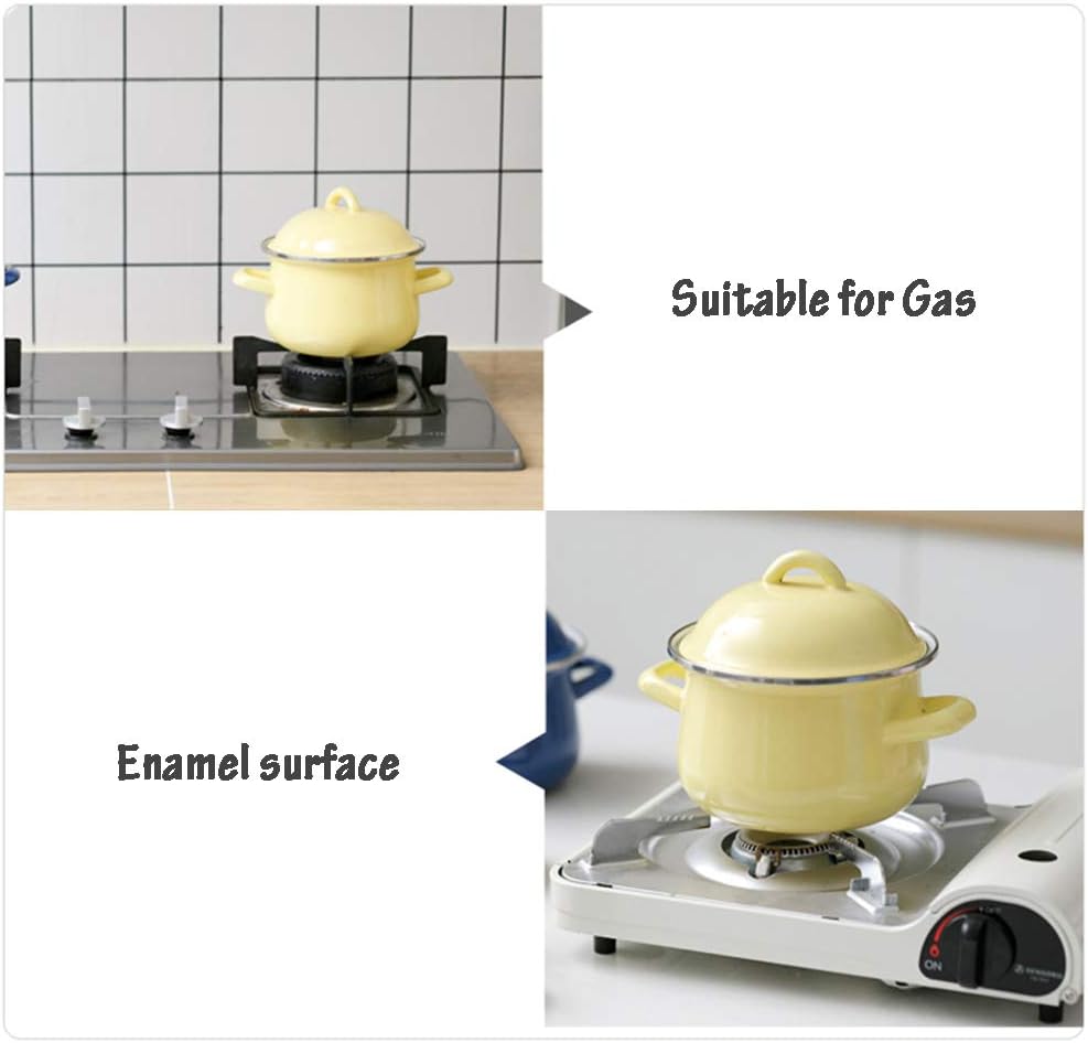 Enamel Soup Pot Mini Casserole Stock Pot Saucepan Milk Egg Noodles Cooking Pan for Induction and Gas,Pink
