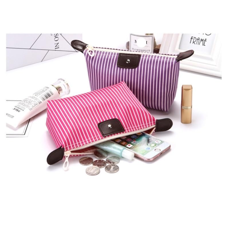 Borsa for il trucco, borse for cosmetici da donna, borsa da toilette impermeabile, multifunzione, borsa da viaggio portatile, organizer a righe, set da 3 beauty case(Rose red)