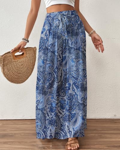Image of Bsubseach Women Wide Leg Pants Floral Flowy Palazzo Pants