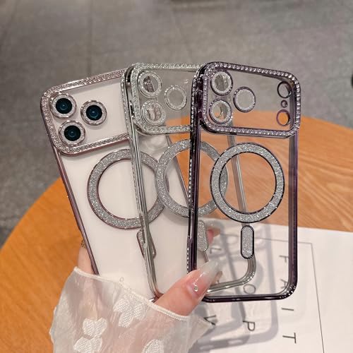 Etui magnétique iPhone 16 Plus antichoc transparent pailleté compatible induction - 7