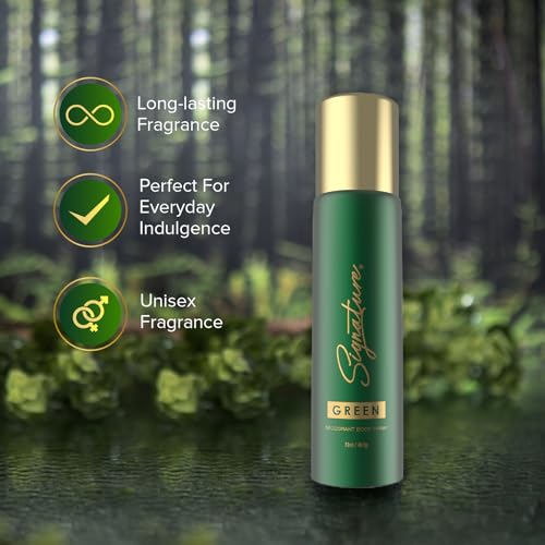 Image of Signature Deodorant Body Spray - Green | Floral Amber Scent | Long Lasting Fragrance | Fights Body Odour | Skin Friendly Deo | Everyday Use | For Men, Women (Unisex) | Pack of 3 (70ml x 3)
