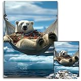 Rompecabezas de Oso Polar en Hamaca de 1000 Piezas para Adultos desafiantes Día de la Madre cumpleaños y Navidad 1000 Piezas (75 x 50 cm)