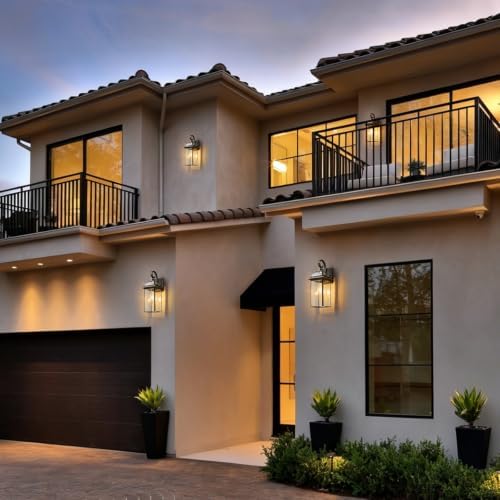 Hemali Oil Rubbed Bronze and Brass Outdoor Wall Lights, Waterproof Modern Rustproof Porch Light Fixtures for Garage, Yard, Patio, 2-Pack (Oil Rubbed Bronze) — view 8