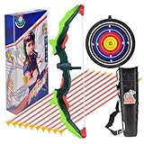 Juego de Tiro con Arco para niños, Juego de Arco para niños LED LED Up Archery Kids Archery Set Cool Bow y Arrow Set con 10 Flechas de Taza de succión, Target and Flecher Toyle Outdoor Toys, sin Bate