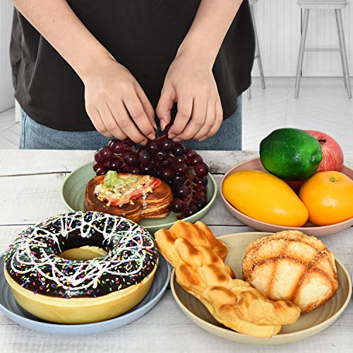 Gonioa 5 Pack Lightweight Wheat Straw Plates-7.8'' Unbreakable Dinner Plates Set-Dishwasher & Microwave Safe, Healthy for Kids, Adults, BPA Free