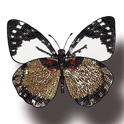Huluth HULUTHPATCHES Iron On Or Sew On Sequin Butterfly Patch Embroidered Patches Badge Motif Applique Compatible Clothing Jeans T-Shirt Sweater Hoodies thumb #1