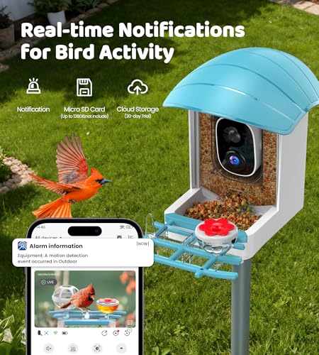 image for IUUZEUL Bird Feeder with Camera Solar Powered: Smart Bird Feeders for 
