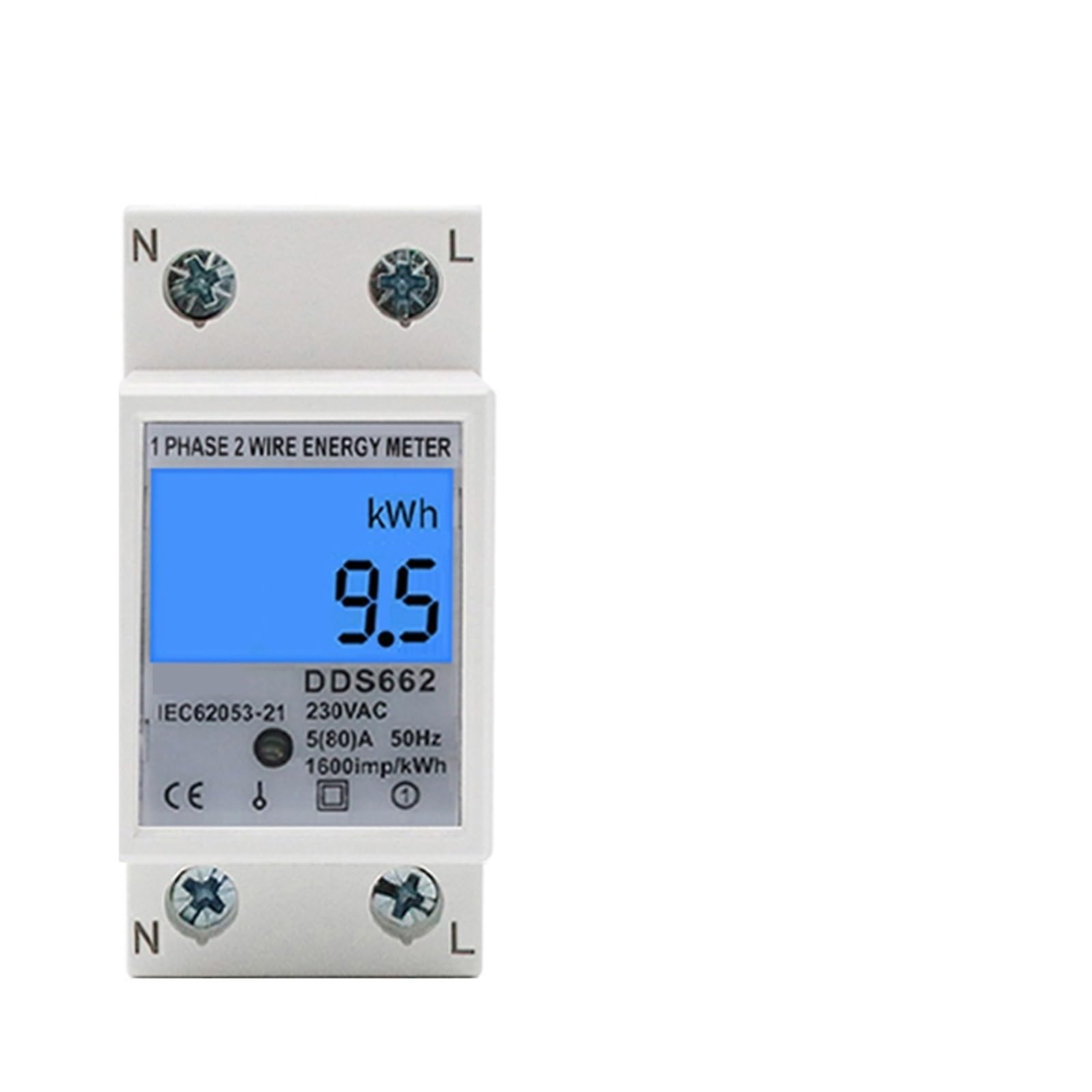 Compteur électrique KWh monophasé 230V avec écran LCD rétroéclairé