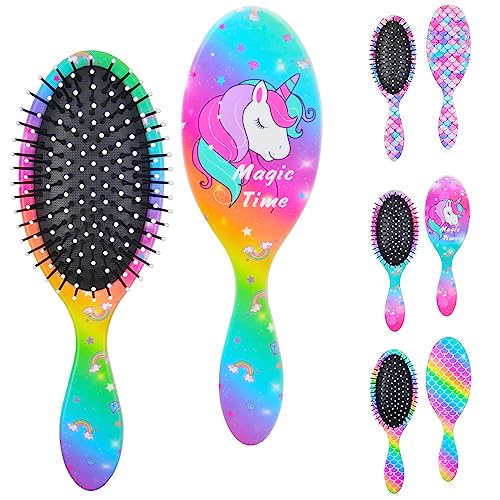 Ausletie Wet Hair Brushes For Women Kids, Girls Detangling Brush For Curly Hair, Glide Through Tangles With Ease, Mermaid Hairbrush Designed For Wet, Curly, Short, Thick, Long Hair And All Hair Types (Rainbow Unicorn) #TOP13