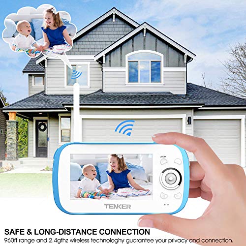 TENKER Video Baby Monitor with Camera and Audio, 4.3" LCD Baby Monitor with Night Vision, Non-WiFi, VOX, Lullaby, Two Way Talk, Temperature Detection, 270°Pan-Tilt-Zoom and Video Record - Thumbnail 6