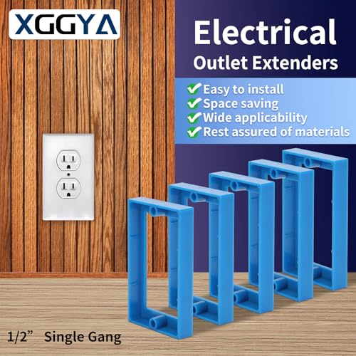 Single Gang Receptacle Outlet Box Extenders 1/2",Electric Outlet Extender Box with 8 Screws,Receptacle Extender for Electric Box and Electric Outlet Switches, Blue (Pack of 4)