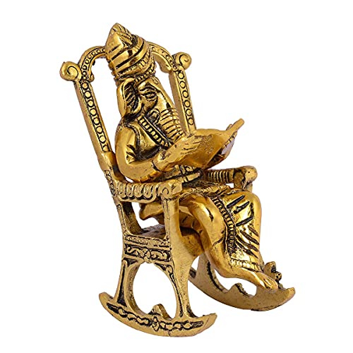 Estatua de Ganesha con Silla en Acabado Dorado miniatura 3