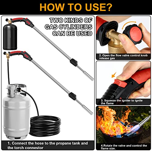 Gtonksye-Propane-Torch-Weed-Burner-KitBlow-TorchDual-purpose-multifunctional-gardening-outdoor-weed-burner-with-push-button-Igniter-and-98-ft-hoseFuel-Not-Included