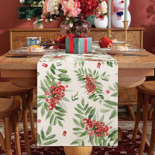 Weihnachten Tischläufer Leinen, Rot Grün Weihnachtstischläufer...