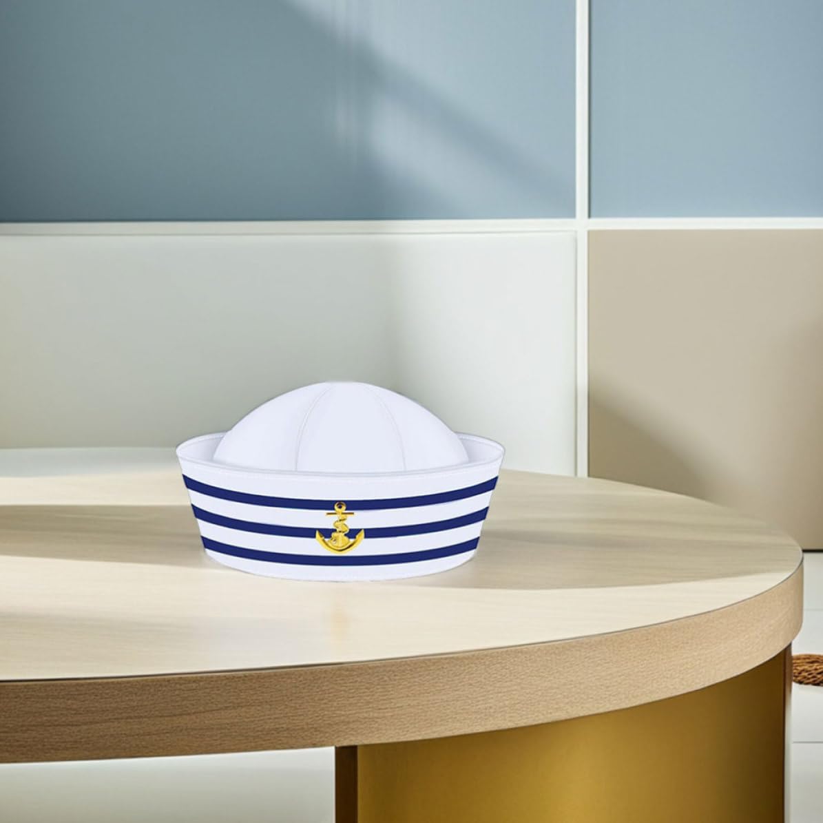 Healeved 5 Set Cappello da Marinaio a Righe Blu Bianche per Uomo,