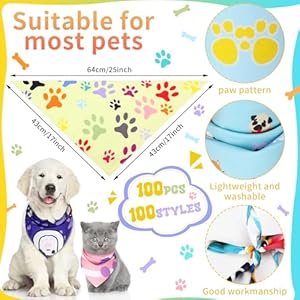 100 Pcs Dog Bandanas Bulk Pet Bibs Colorful Triangle Scarf Pet Bandanas for Medium Large Dogs Spring Summer Birthday Costume Decoration (Paw) 100 Pcs Dog Bandanas Bulk Pet Bibs Colorful Triangle Scarf Pet Bandanas for Medium Large Dogs Spring Summer Birthday Costume Decoration Paw