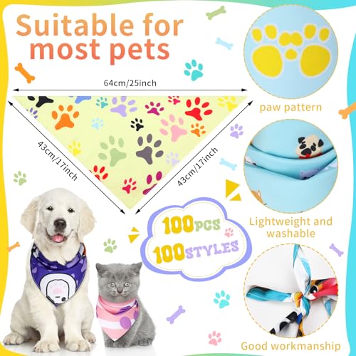 100-Pcs-Dog-Bandanas-Bulk-Pet-Bibs-Colorful-Triangle-Scarf-Pet-Bandanas-for-Medium-Large-Dogs-Spring-Summer-Birthday-Costume-Decoration-Paw 100 Pcs Dog Bandanas Bulk Pet Bibs Colorful Triangle Scarf Pet Bandanas for Medium Large Dogs Spring Summer Birthday Costume Decoration Paw