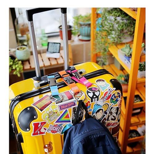 Image of Luggage Backpack Hanging Buckle, 4 Pcs 4 Color 6.88 Inch x 1.18 Inch Adjustable Luggage Backpack Buckle for Attachment Travel Accessories (4)
