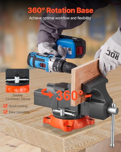 VEVOR 5" Multipurpose Bench Vise, Black, 4496 lbs Clamping Force, 360° Swivel Base, Pipe Jaw, Heavy Duty Ductile Iron 5 VEVOR 5" Multipurpose Bench Vise, Black, 4496 lbs Clamping Force, 360° Swivel Base, Pipe Jaw, Heavy Duty Ductile Iron - Image 5