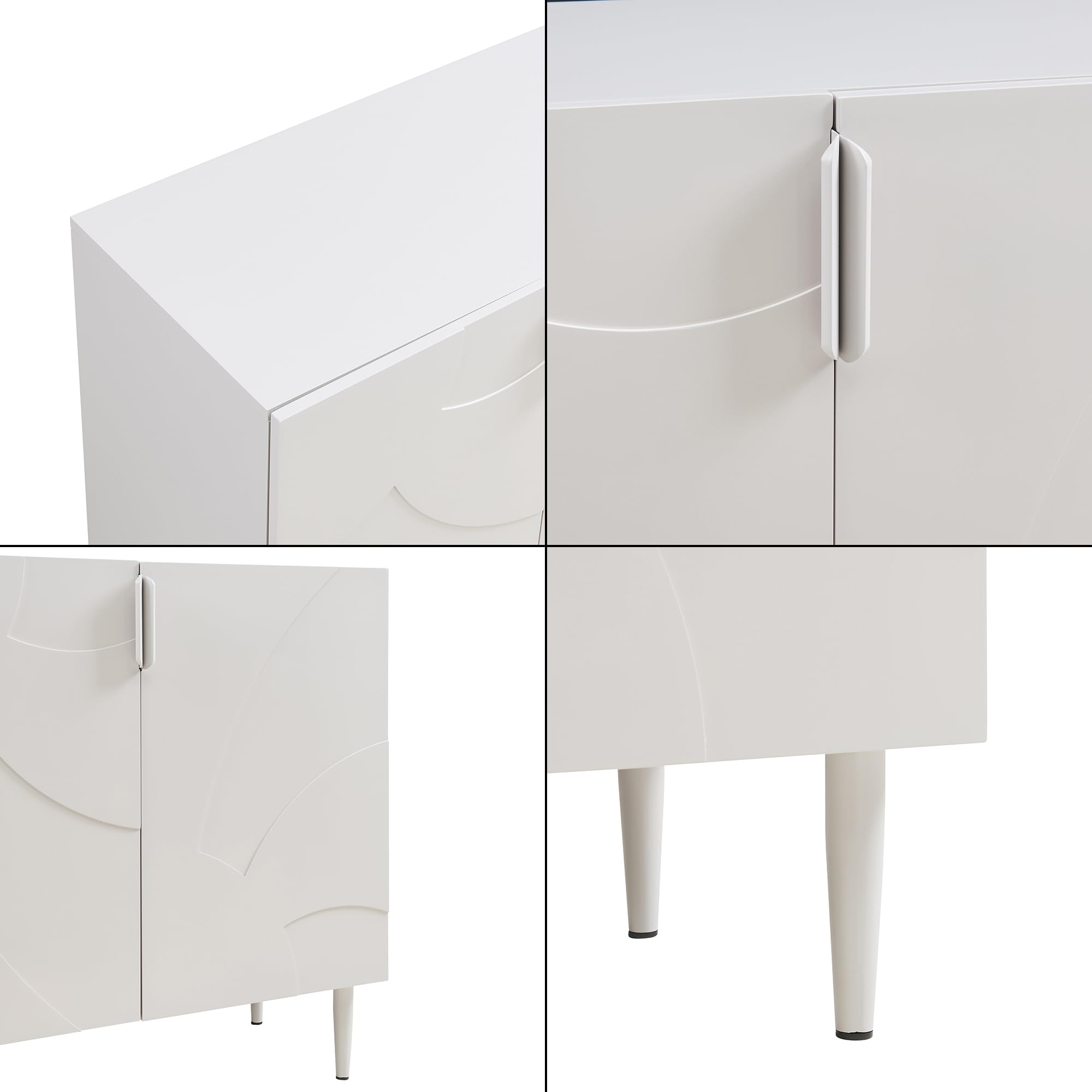 [en.casa] Aparador Starvili para Comedor 2 Puertas con Tiradores Decorativo Mueble de Salón con 2 Compartimentos Cerrados Mueble Auxiliar para Cocina MDF Metal 75 x 76 x 38 cm - Beige