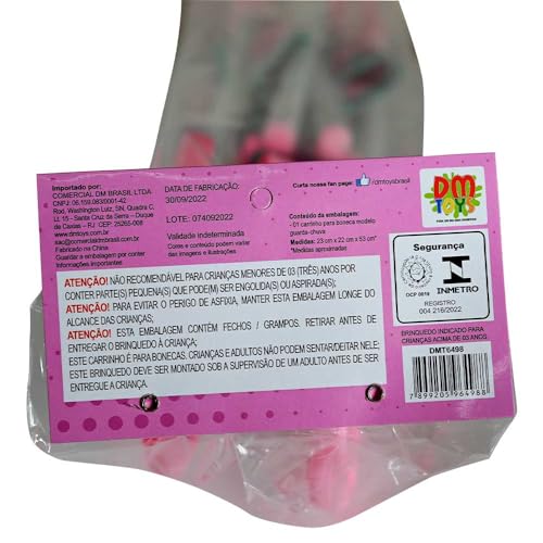 Carrinho para Boneca Passeio Divertido Guarda Chuva DM Toys