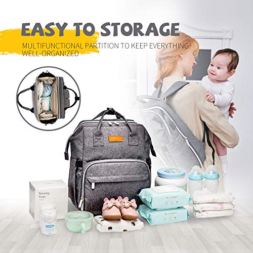 XDW-GIFTS 3 in 1 Travel Foldable Baby Bed Diaper Bag,Diaper Backpack Changing Station,Built-in USB Charging Port and Stroller Straps