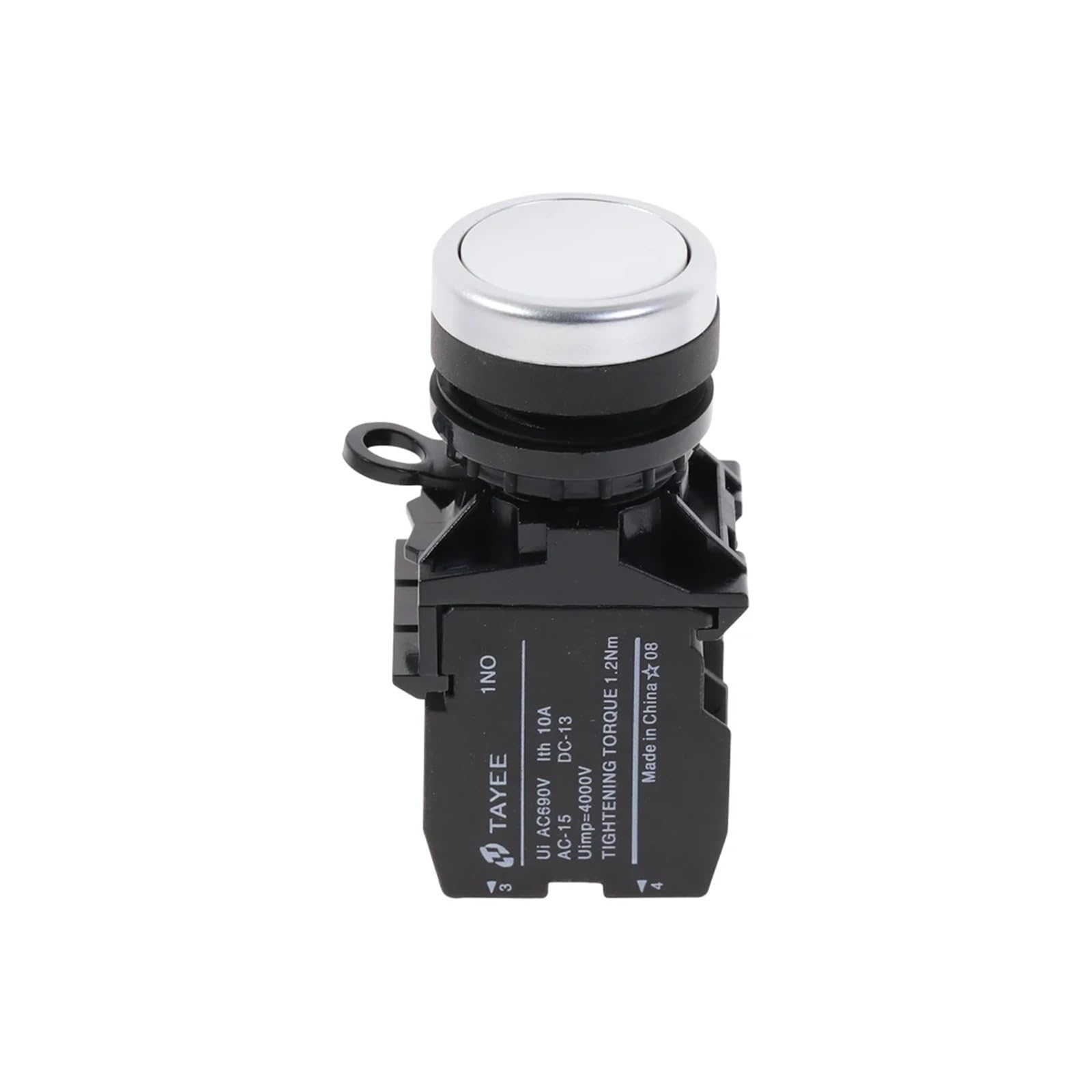 AARTERZZA White Self-Reset Momentary Push Button Switch Type 1NO+1NC