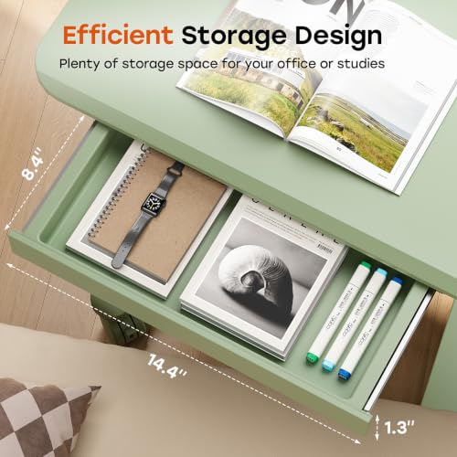Image of Small Mobile Standing Desk with Drawer, 23.6 inchx19.7 inch Rolling Laptop Cart on Wheels, Height Adjustable Sit Stand Computer Workstation with Storage for Compact Space, Sage Green