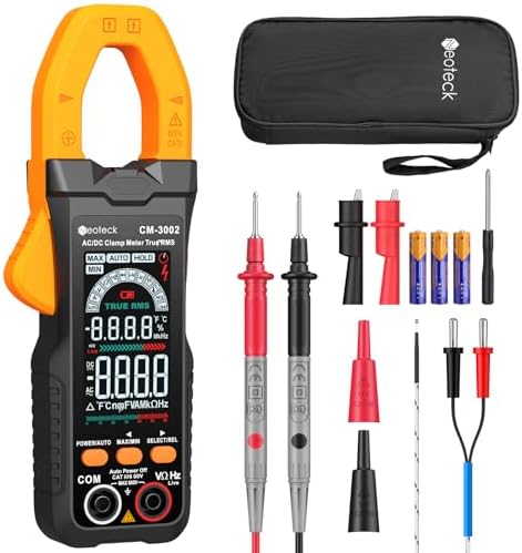 Neoteck Clamp Meter 6000 Counts Clamp Multimeter 800A AC/DC Current Auto Selection Color Screen TRMS Voltage,Capacitance,Continuity,Resistance,NCV,Diode,Frequency for Home,Auto,Industrial,HVAC