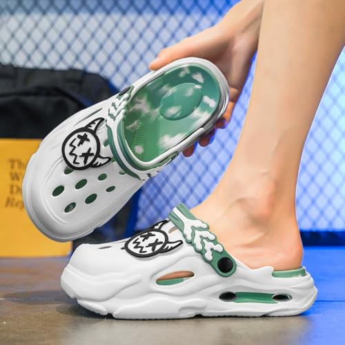 Men's EVA Summer Slip-on Sandals Lightweight and Comfortable Slippers Suitable for Indoor Home Outdoor and Beach Activities (White,9.5)4