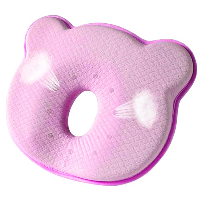 Image of 2026 Memory Foam Travel Pillow Case Neck Support Breathable Head Pillow Case Portable Cute Cartoon Bear Soft and Pillow Case Flat Soft Bed Pillow Pink