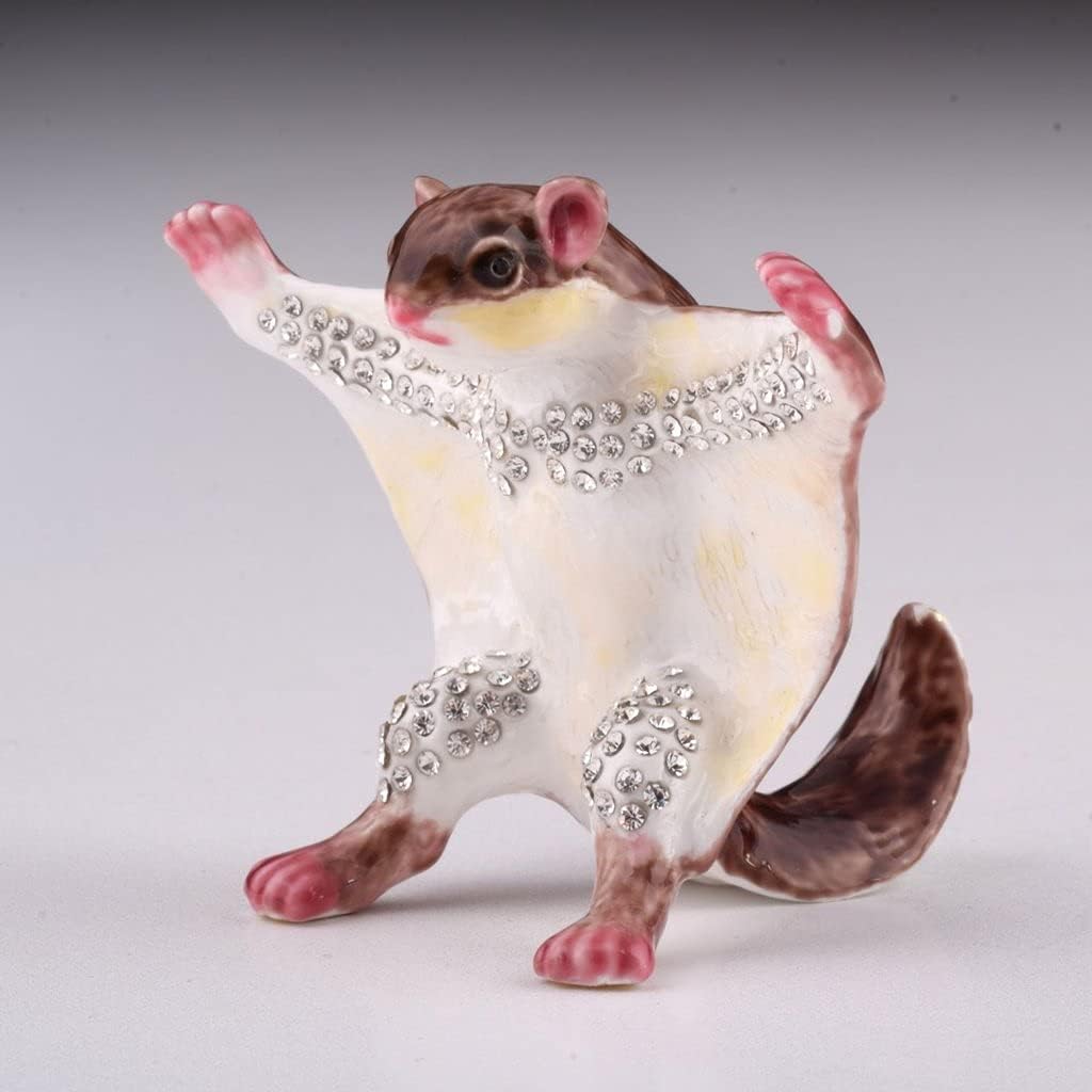Keren Kopal Squirrel Figurine Trinket Box Decorated with Austrian Crystals Unique Handmade Gift Home Office Decor
