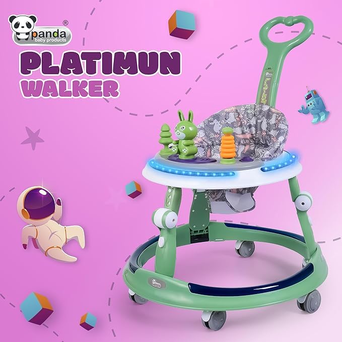 Image of Baby Walker for 6 to 24 Months | 7 Level Height Adjustment Walker with Switchable Food & Musical Toy Tray /Advanced Baby Activity Walker