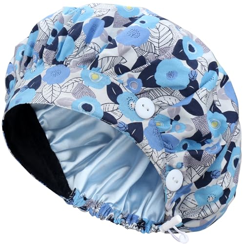 Image of Bouffant Caps with Button and Sweatband, Adjustable Scrub Caps for Women Men, One Size Multi Color