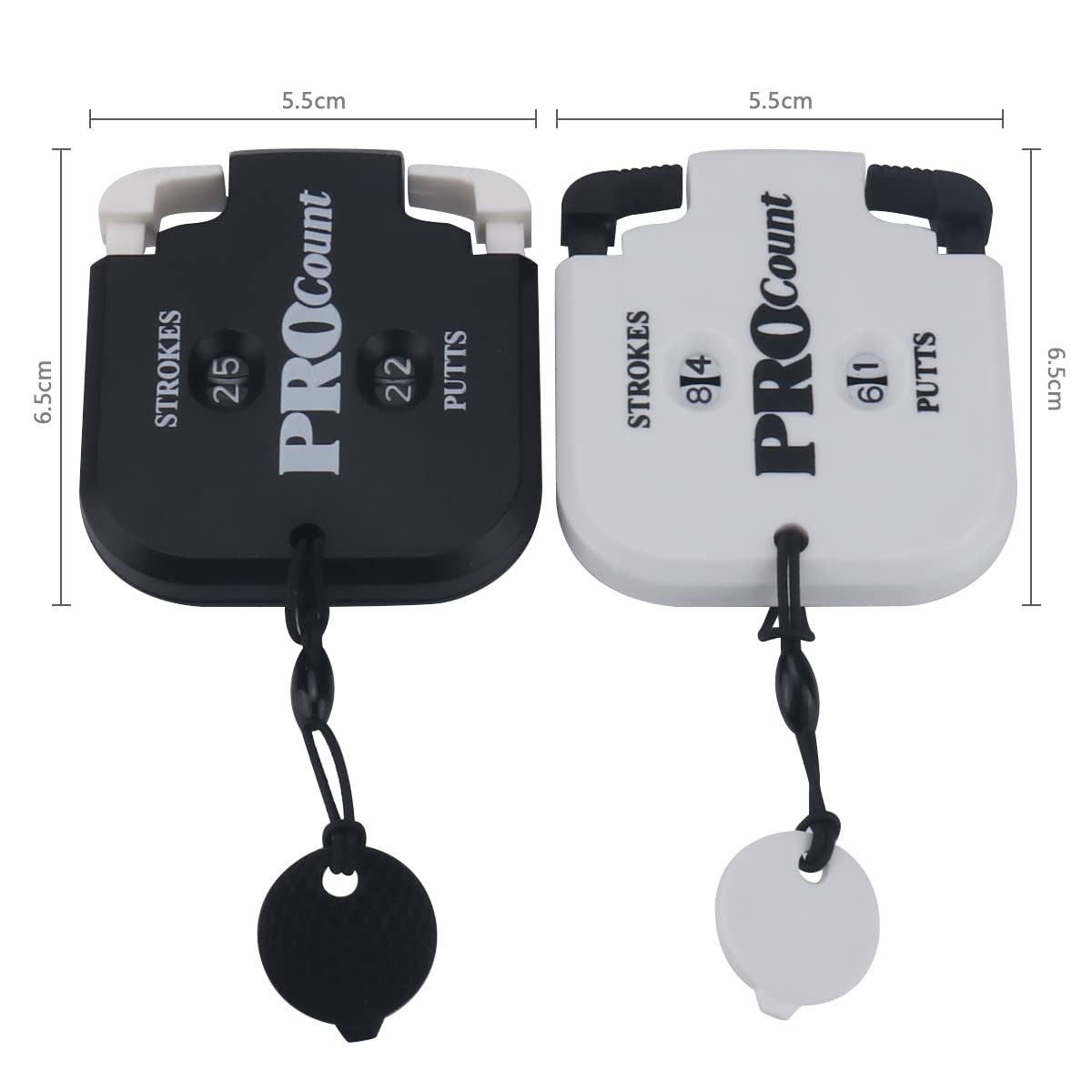 HISTAR Mini Golf Tally Contador Clicker Turning Technology Score Stroke Counter Golf Juego Strike up para hombres (Negro2+Blanco2)
