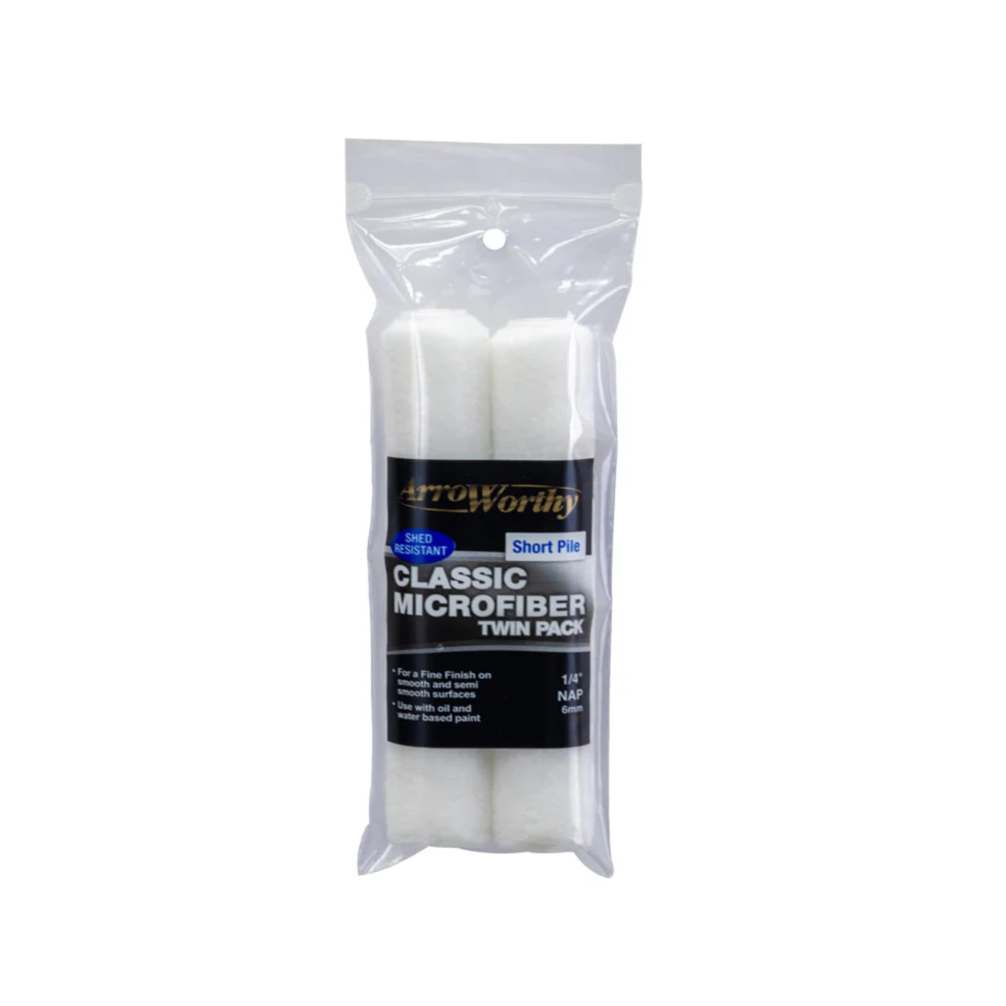 Arroworthy Classic Microfiber Mini Roller Refill - Short Pile - 6.5" (2 Pack)