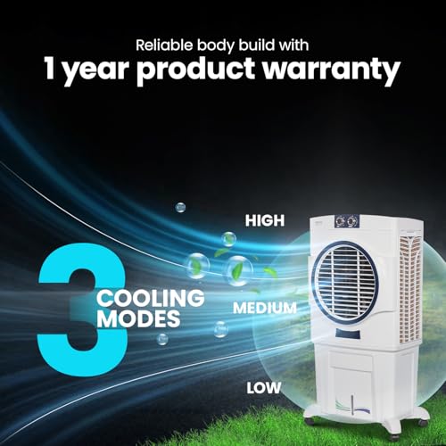 Image of Voltas Magic air 85, with Swing Control (85 Litre Capacity, Water Level Indicator, Glass Plastic Fan, Honeycomb Cooling Media, White)