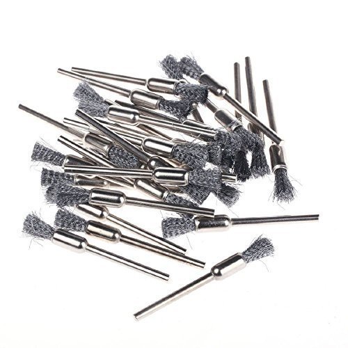 Image of 20pc Stainless Steel Pen Shape Wire Brushes 3mm /1 /8 Shank Brushes Wire Cleaning Brush Drill