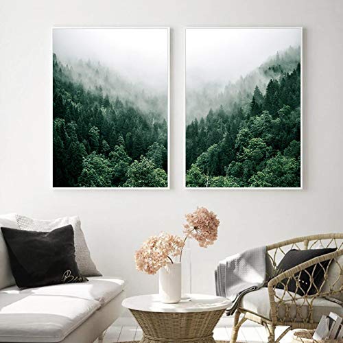 Impression Foggy Forest moderne en toile nature pour créer un salon zen et cocooning