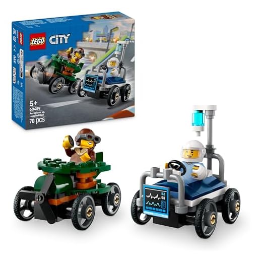LEGO City Airplane vs. Hospital Bed Race Car Pack Toy - Soapbox Car Toys for 5+ Year Old Boys & Girls - Fun Gifts for Birthdays & Holidays - Building Set Includes 2 Minifigures - 60459