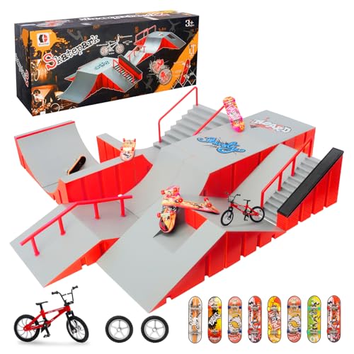 Tlater Mini Finger Skateboard Rampen Sets, 14 in 1 Finger Skateboard Park Kits für Anfänger und Enthusiasten