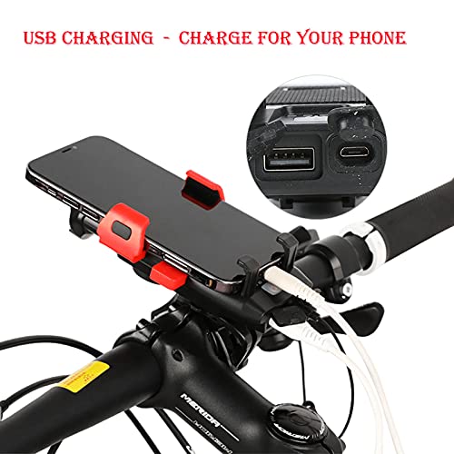 Bike Cell Phone Holder Mount, Road Mountain Led Bicycle Cycling Lights Front and Back Rear Set for Night Riding… - Image 5