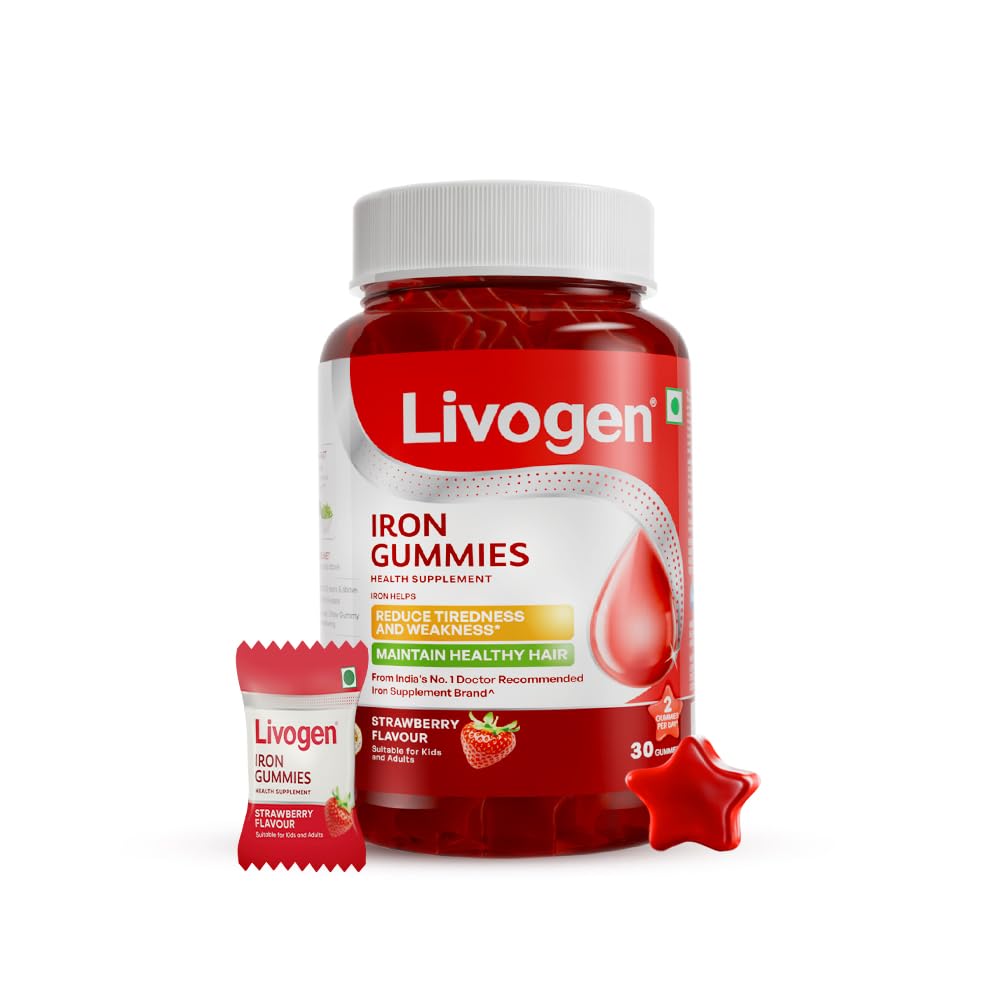 Livogen Strawberry Flavour Iron Gummies,30 Gummies