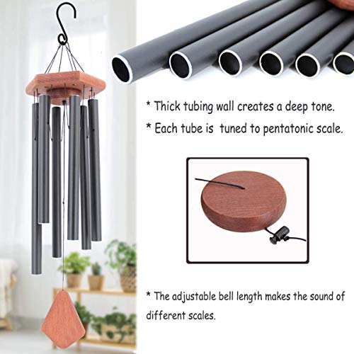 Image of Nature's Melody Aluminium, Wood Windchime (28 inch, Black)
