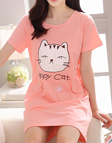 Vopmocld Big Girls' Cute Happy Cat Sleepwear Short Sleeve Summer Soft Nightgown4