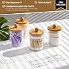4 Pack Qtip Holder Dispenser with Bamboo Lids - 10 oz Clear Plastic Apothecary Jar Containers for Vanity Makeup Organizer Storage - Bathroom Accessories Set for Cotton Swab, Ball, Pads, Floss #2