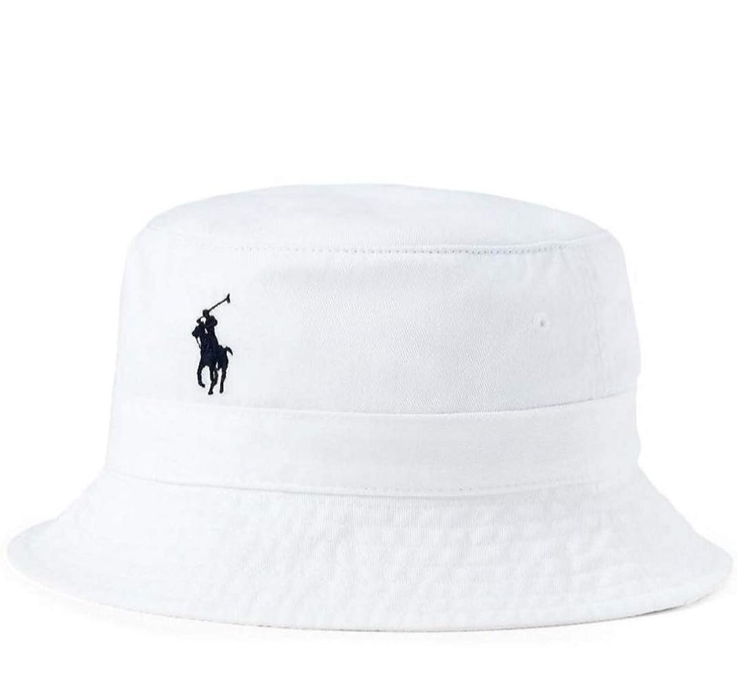 Polo Ralph Lauren コットンバケットハット ホワイト Amazon.com: Ralph Lauren Polo Mens Cotton Bucket Hat (S/M